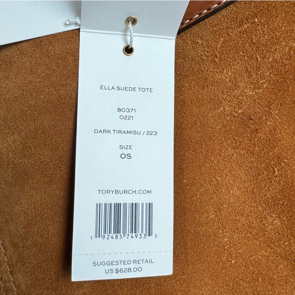 Tory Burch Ella suede and leather tote/dark tiramisu 🍮 - Picture 7 of 7